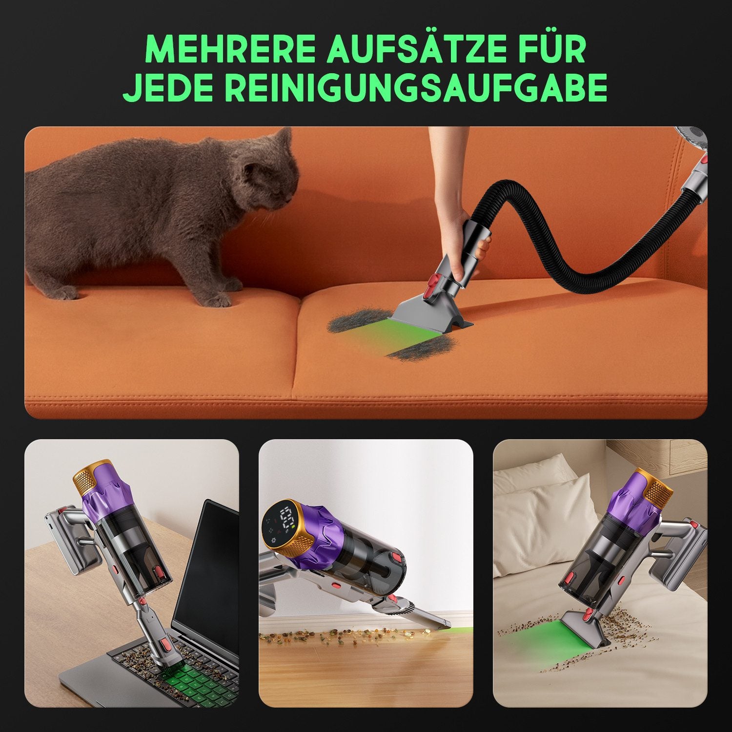 Akku-Hand-und Stielstaubsauger Akku Staubsauger,80000pa Akkusauger,70Min/2L