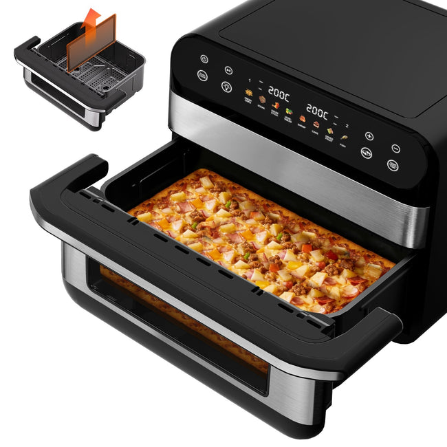 Heißluftfritteuse Dual Zone Heißluftfritteuse, 10L Airfryer mit herausnehmbarem Trenner, 2 Gestelle, Heißluftfritteuse 2 kammern, 8 Kochfunktionen Hover Image