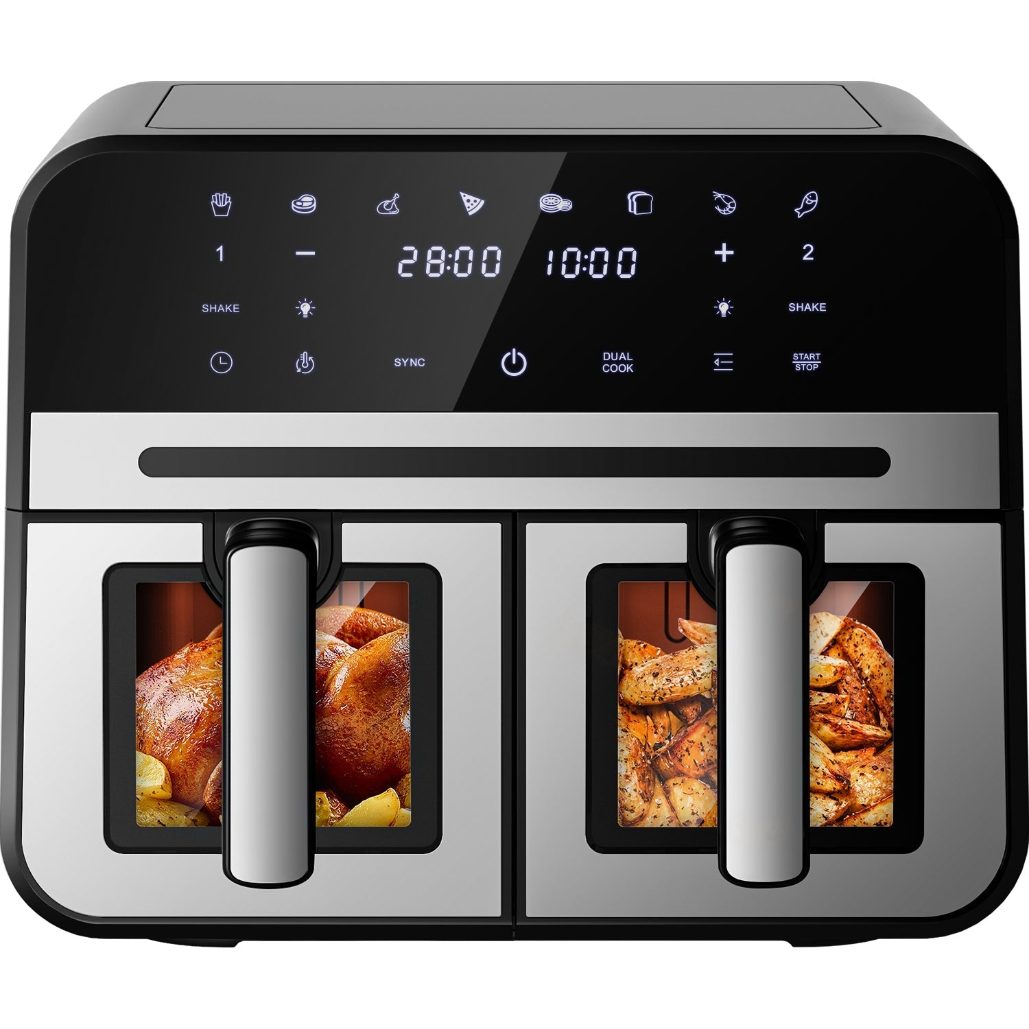 Heißluftfritteuse Geschenk Speisezange und Ölpinsel, 8-in-1, Touchscreen