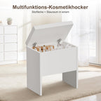 Schminktisch Schminktisch mit verstellbaren LED-Beleuchtung, Kosmetiktisch mit Spiegel，4 Schubladen und 6 offenen Ablagen，Geeignet für Schlafzimmer, Weiß