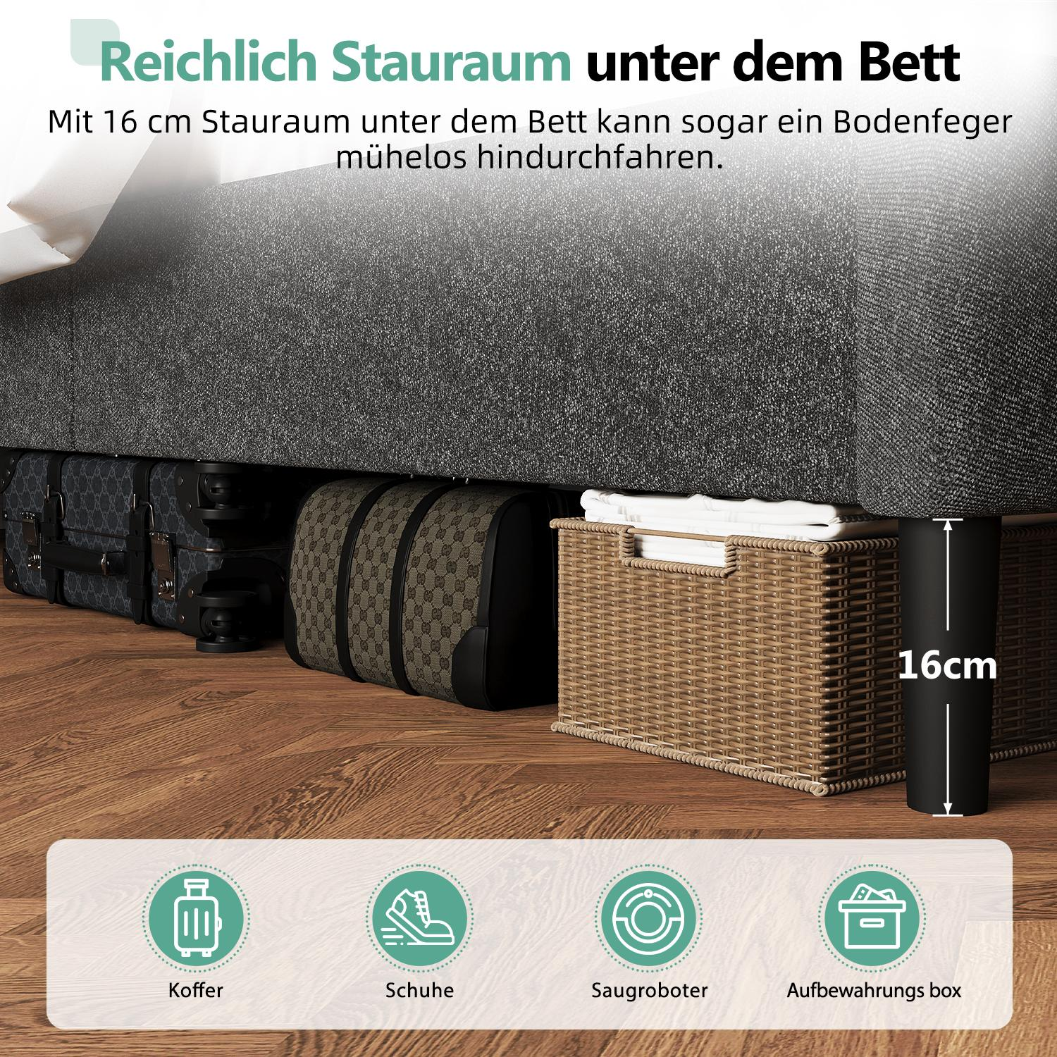 Polsterbett Bett 140x200 mit Lattenrost (Doppelbett mit gepolstertem Kopfteil, Einfache Montage, Robustes Gestell und Samtbezug), wählen Sie Größe und Farbe! Kostenlose Lieferung!