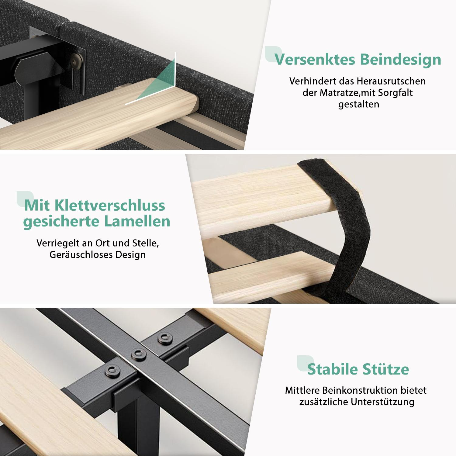 Polsterbett Bett 140x200 mit Lattenrost (Doppelbett mit gepolstertem Kopfteil, Einfache Montage, Robustes Gestell und Samtbezug), wählen Sie Größe und Farbe! Kostenlose Lieferung!