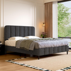 Polsterbett Bett 140x200 mit Lattenrost (Doppelbett mit gepolstertem Kopfteil, Einfache Montage, Robustes Gestell und Samtbezug), wählen Sie Größe und Farbe! Kostenlose Lieferung!