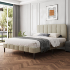 Polsterbett Bett 140x200 mit Lattenrost (Doppelbett mit gepolstertem Kopfteil, Einfache Montage, Robustes Gestell und Samtbezug), wählen Sie Größe und Farbe! Kostenlose Lieferung!