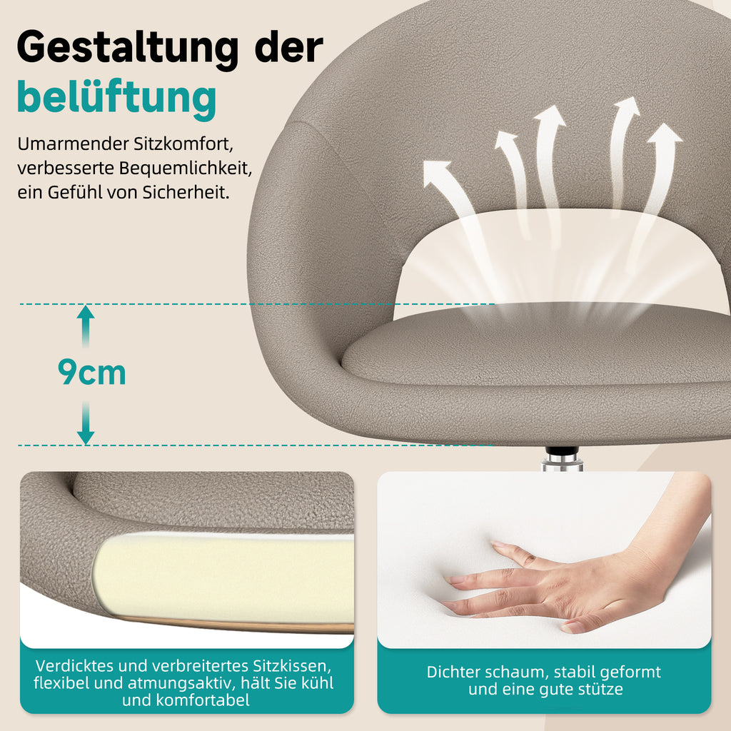 Bürostuhl Schminkstuhl,Homeoffice Stuhl mit Armlehnen,Drehstuhl mit Rrollen