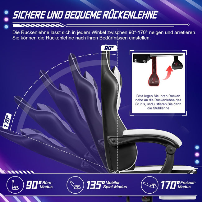 Gaming-Stuhl Gaming Stuhl mit Einteiligen Armlehnen und Ausziehbarem Fußstütze Main Image