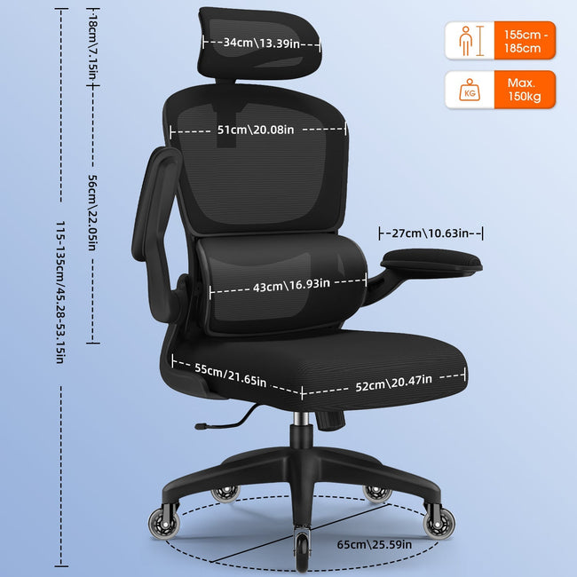 Bürostuhl Bürostuhl, Schreibtischstuhl Ergonomisch mit Klappbaren Armlehnen Main Image