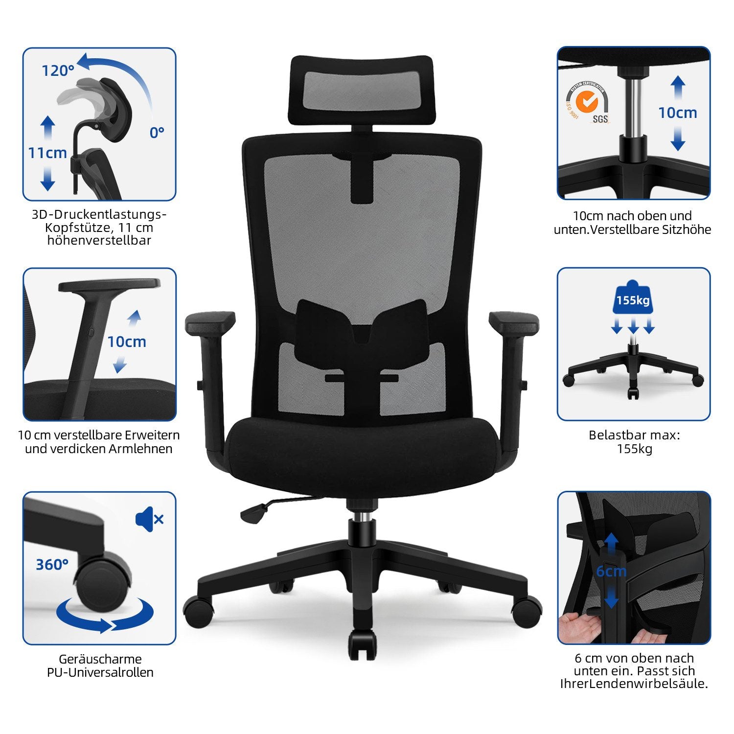 Bürostuhl Bürostuhl, Chefsessel, Ergonomischer Schreibtischstuhl, Computerstuhl