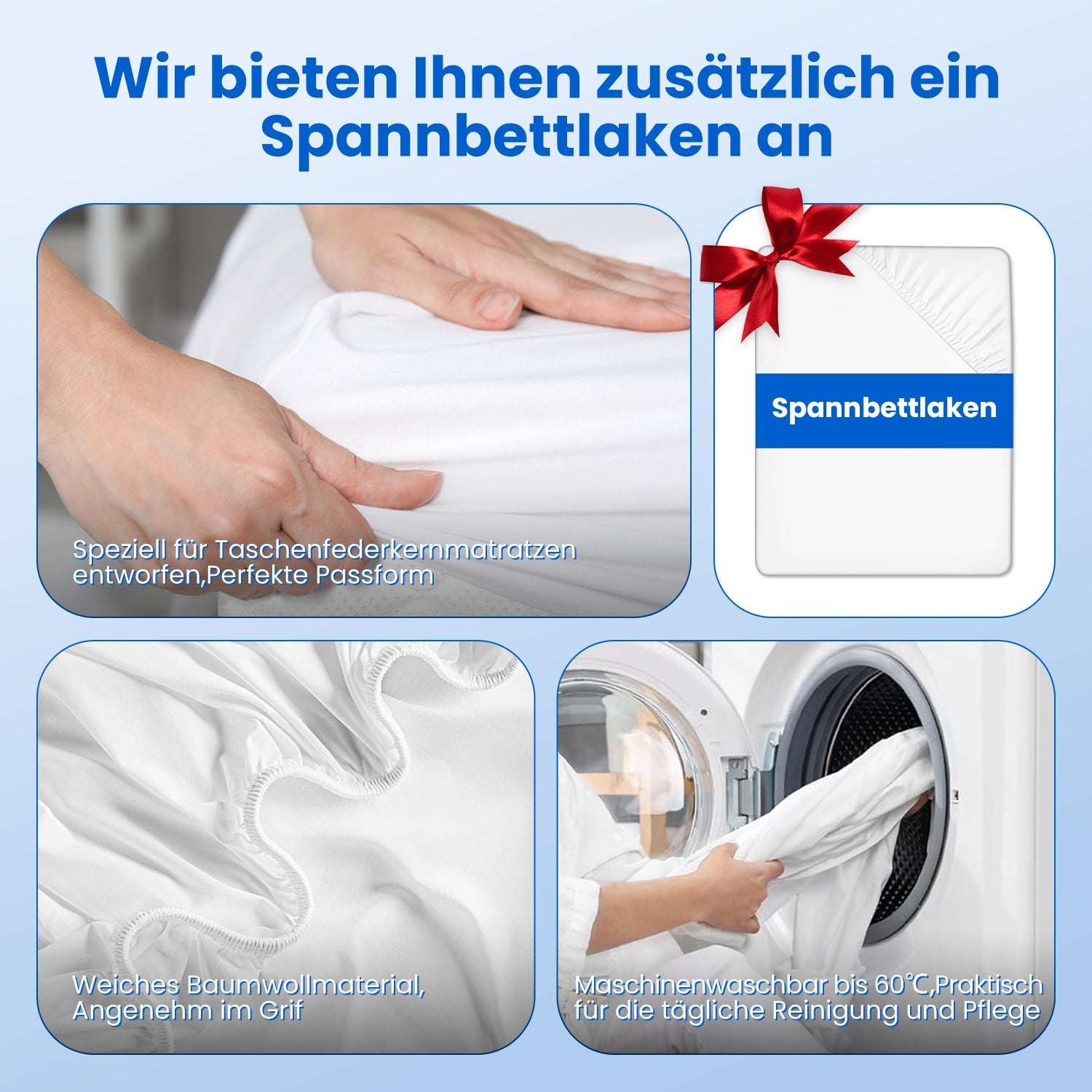 Taschenfederkernmatratze Matratze mit Spannbettlaken, orthopädische 7-Zonen Federkernmatratze