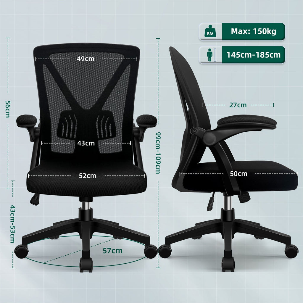 Bürostuhl Bürostuhl mit klappbaren Armlehnen,Ergonomischer Bürostuhl