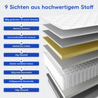 Taschenfederkernmatratze Matratze mit Spannbettlaken, orthopädische 7-Zonen Federkernmatratze
