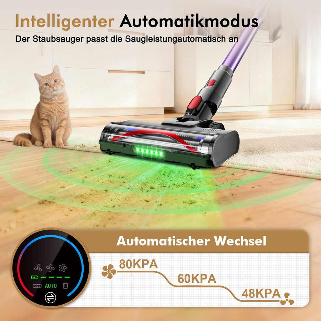 Akku-Hand-und Stielstaubsauger Akku Staubsauger 80000pa, Staubsauger Kabellos, 70Min/1,8L